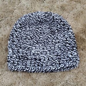 Handmade Crochet Thick Warm  Black, Gray, and White Hat